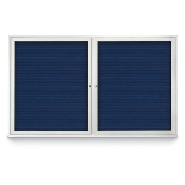 96"x48" 2-Door Enclosed Outdoor Letterboard, Blue Felt/Satin